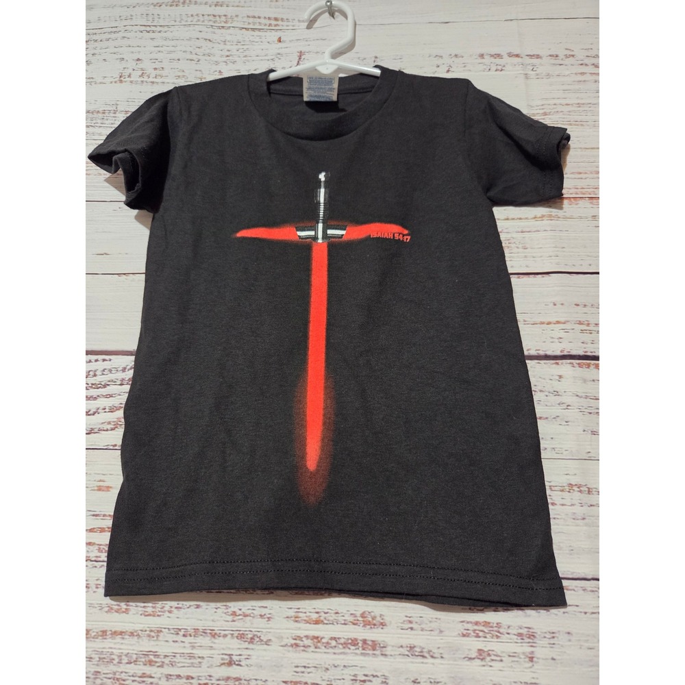 Delta Gardenfire Kids Isaiah 54:17 No Weapon Sword Christian T-Shirt Black XS